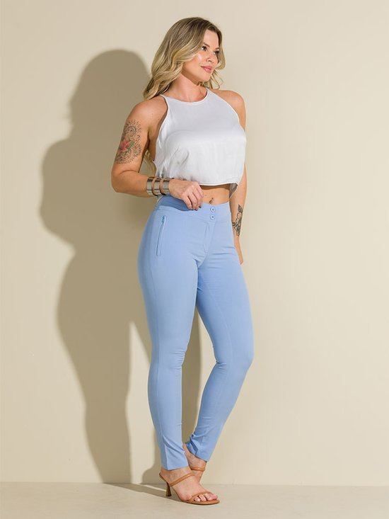 Calça Feminina Tecido Social Alfaiataria Bolso Embutido