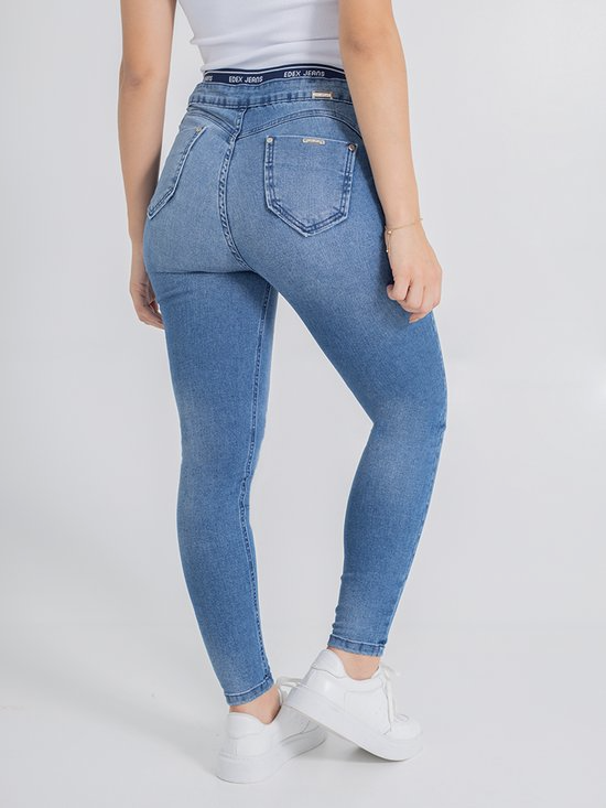 Calça Feminina Jeans Cigarrete Elástico no Cós