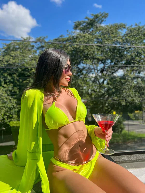 Saída de Praia Fiorella Resort Amarelo Neon