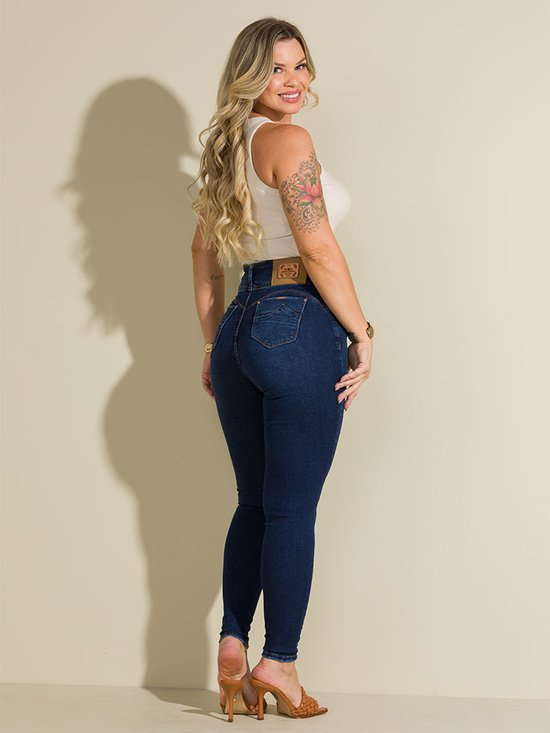 Calça Feminina Jeans Skinny Cós 2 Botões