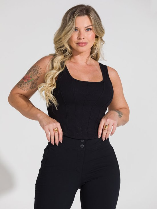 Calça Feminina Tecido Social Alfaiataria Bolso Embutido
