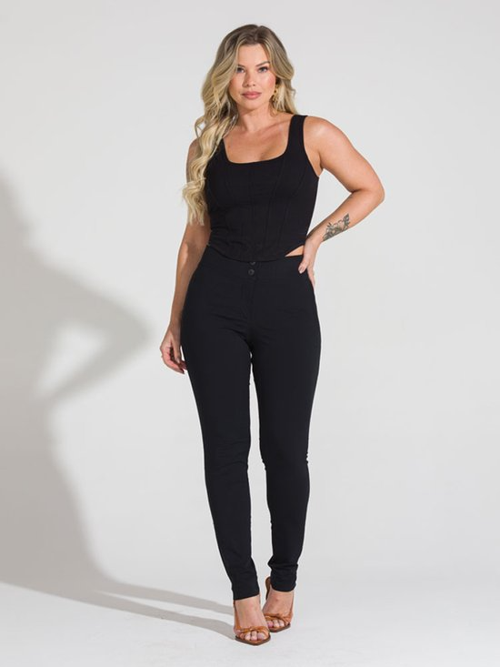 Calça Feminina Tecido Social Alfaiataria Bolso Embutido