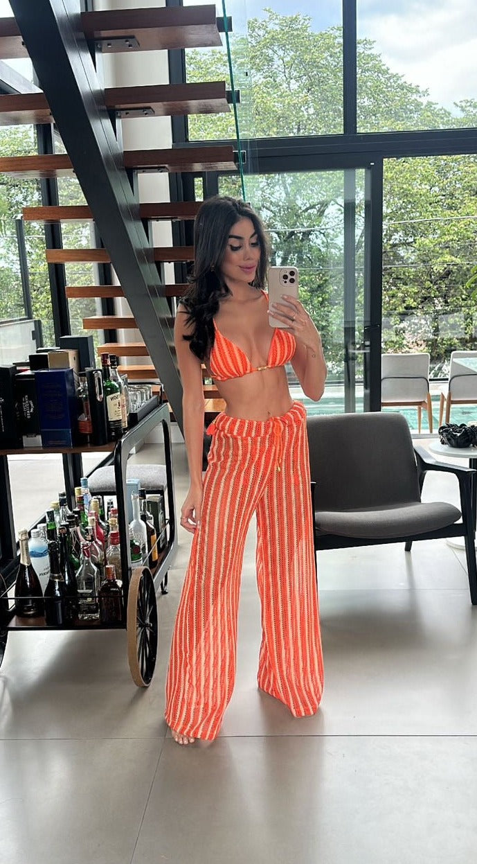 Biquini Geovanella Tricot Bali Laranja/Nude