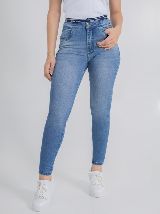 Calça Feminina Jeans Cigarrete Elástico no Cós