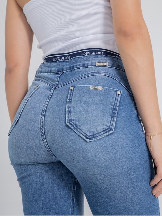 Calça Feminina Jeans Cigarrete Elástico no Cós