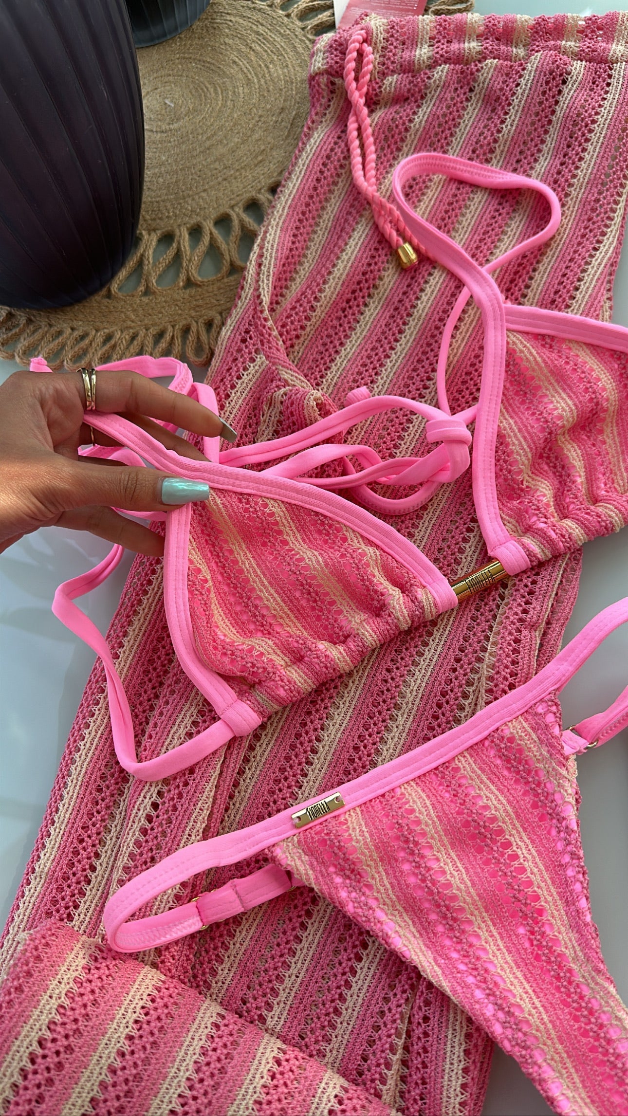Biquini Anitta Tricot Bali Rosa Tutti Frutti/Nude