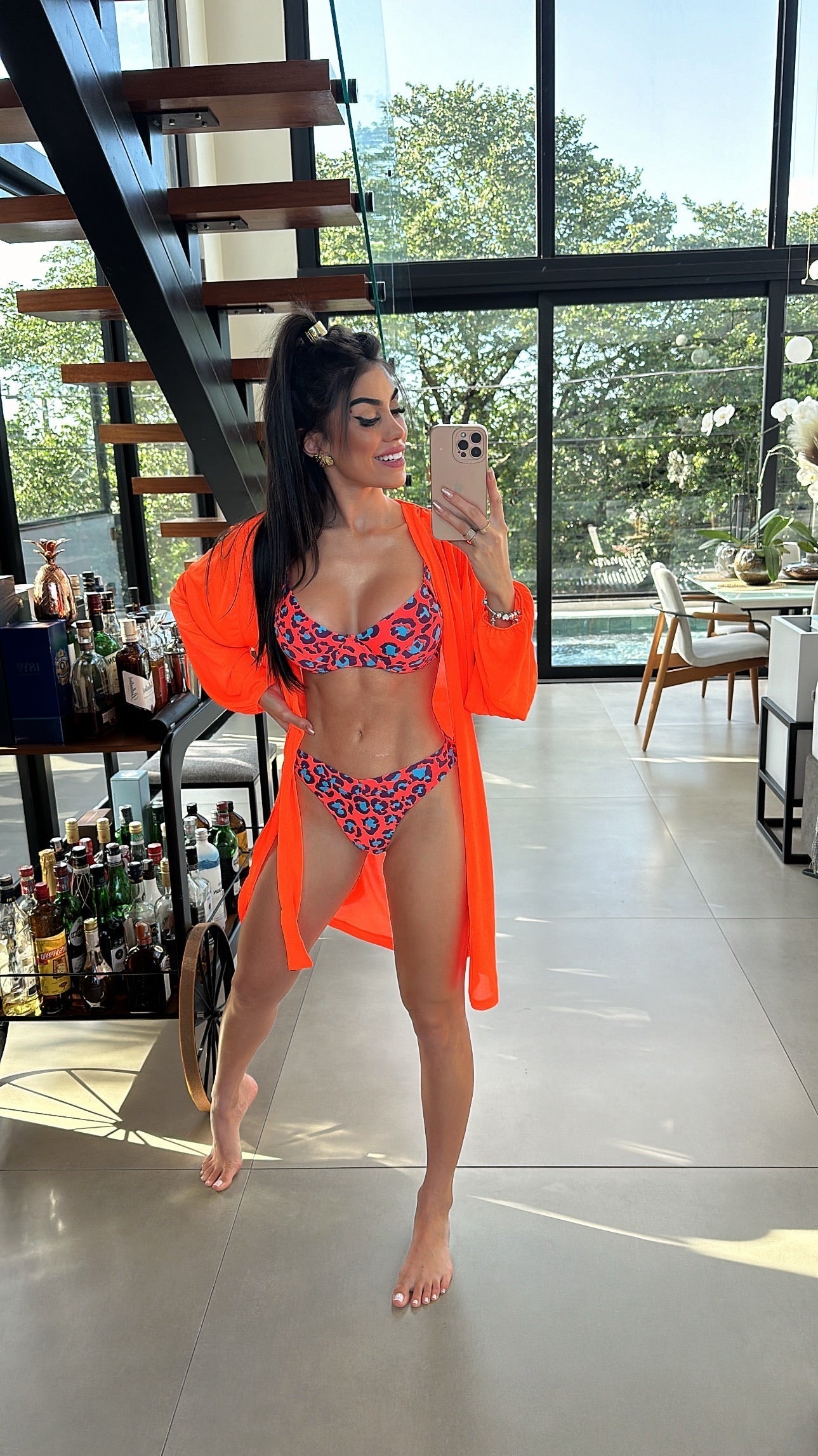 Saída de Praia Fiorella Blazer Laranja Neon