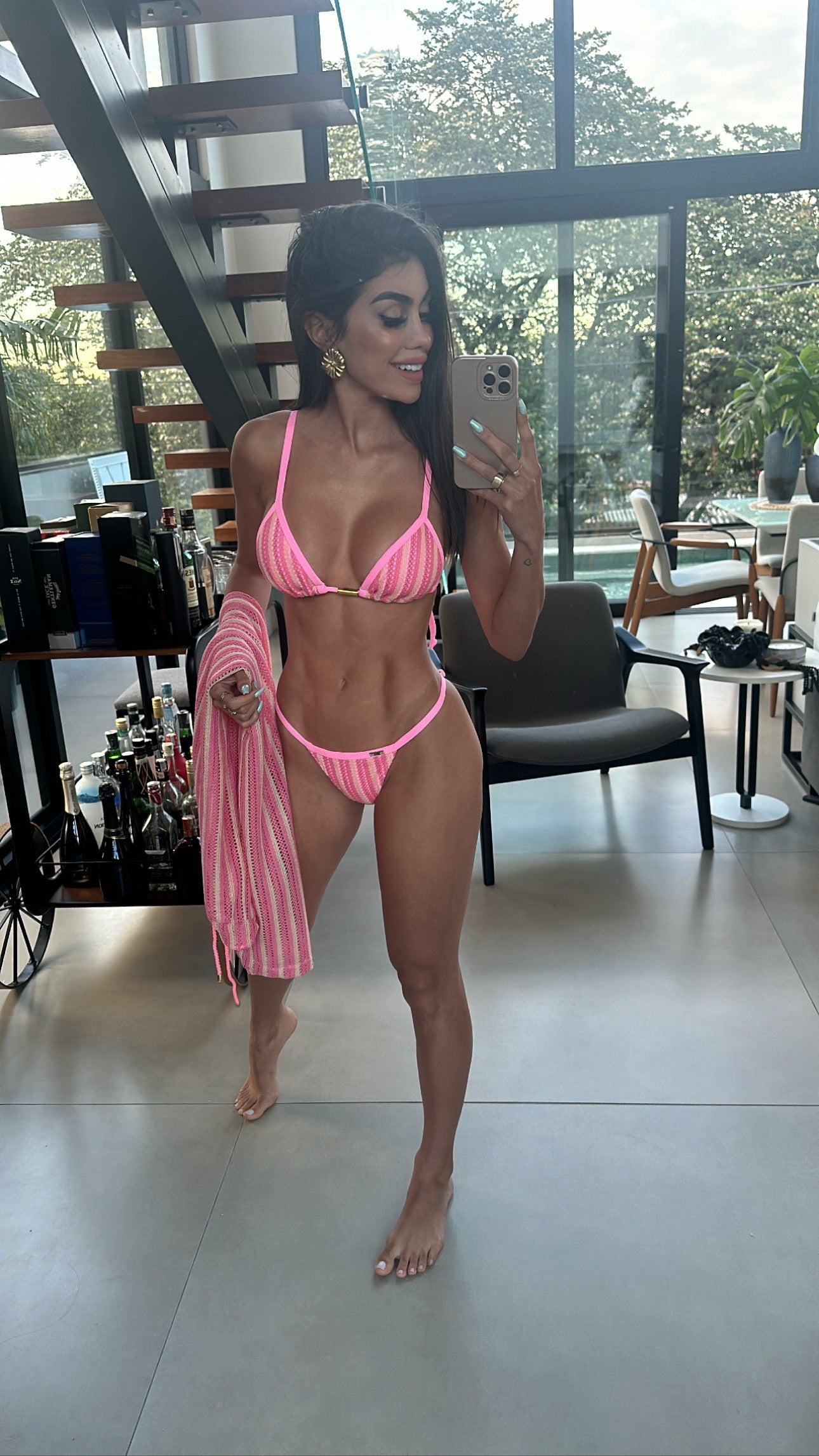 Biquini Anitta Tricot Bali Rosa Tutti Frutti/Nude