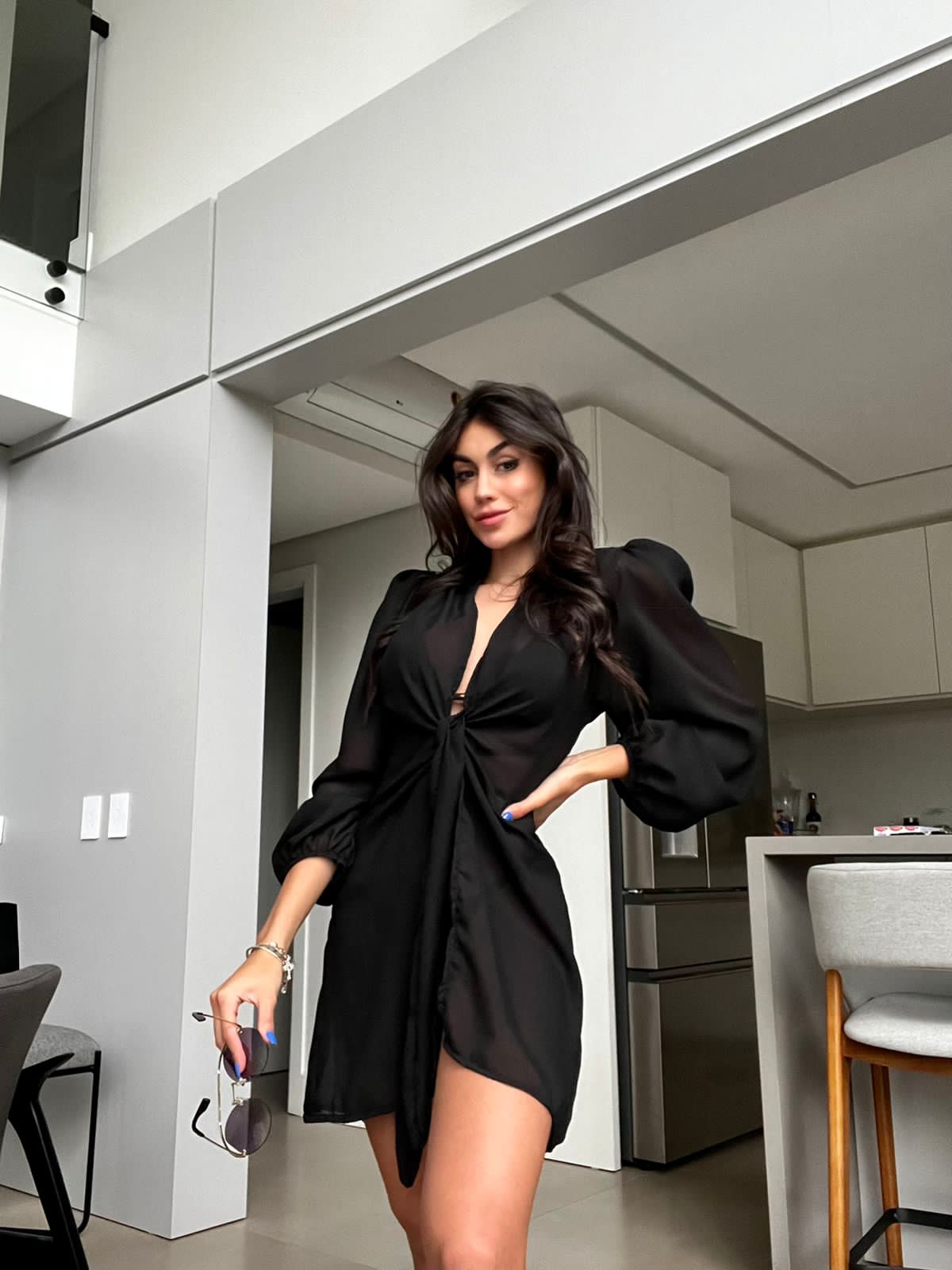 Saída de Praia Fiorella Blazer Preta