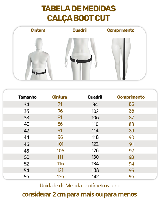 Calça Feminina Jeans Boot Cut Repele Líquido