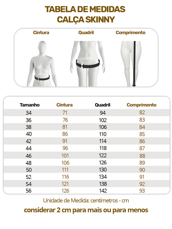Calça Feminina Jeans Skinny Collors Modeladora