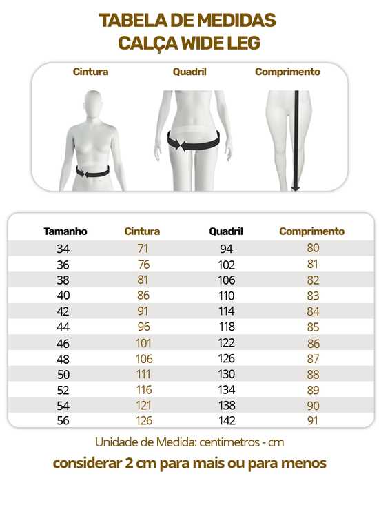 Calça Feminina Sarja Wide Leg Utilitária