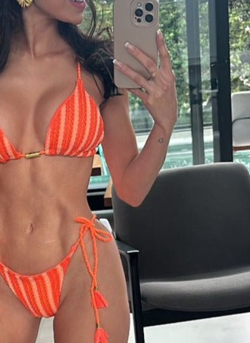 Biquini Geovanella Tricot Bali Laranja/Nude