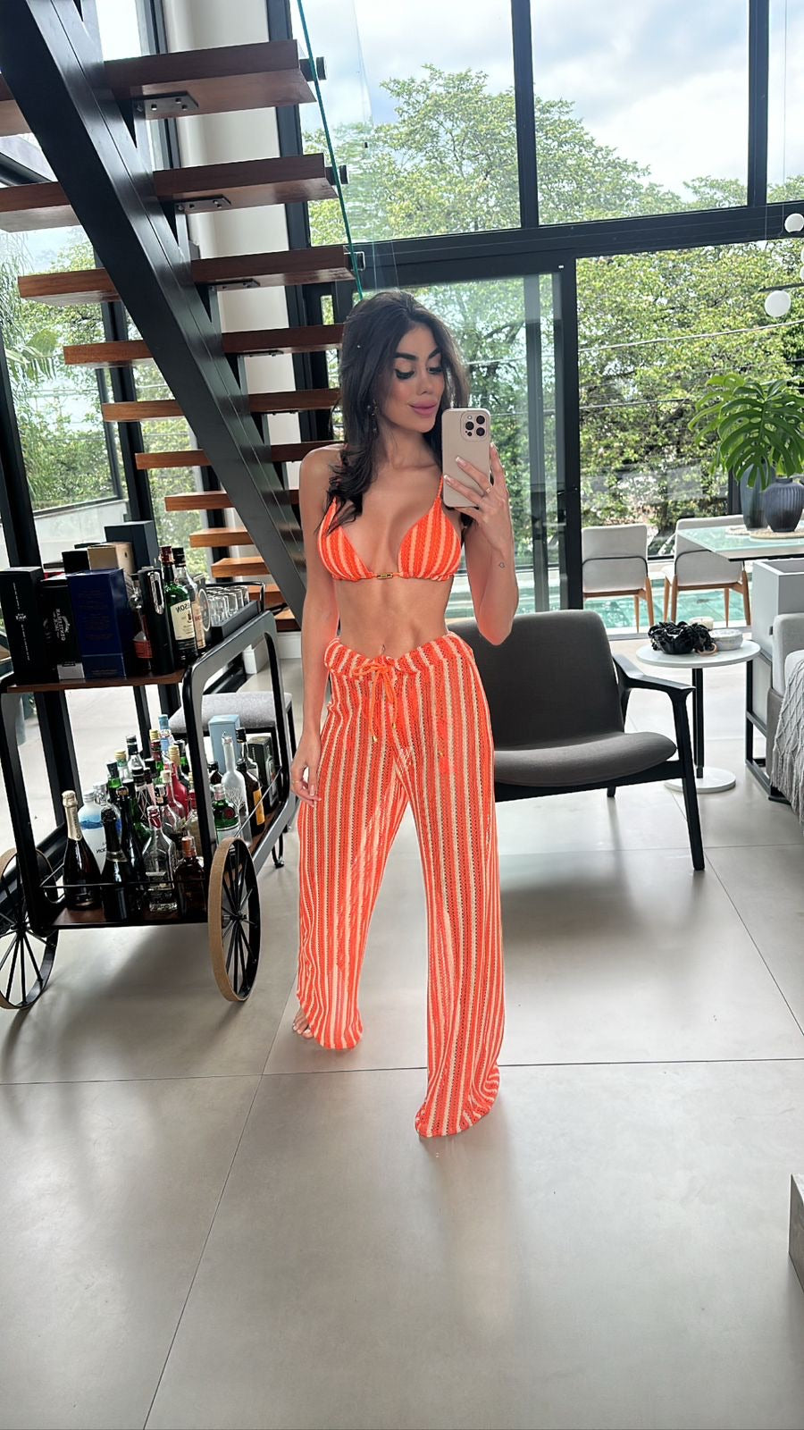 Biquini Geovanella Tricot Bali Laranja/Nude